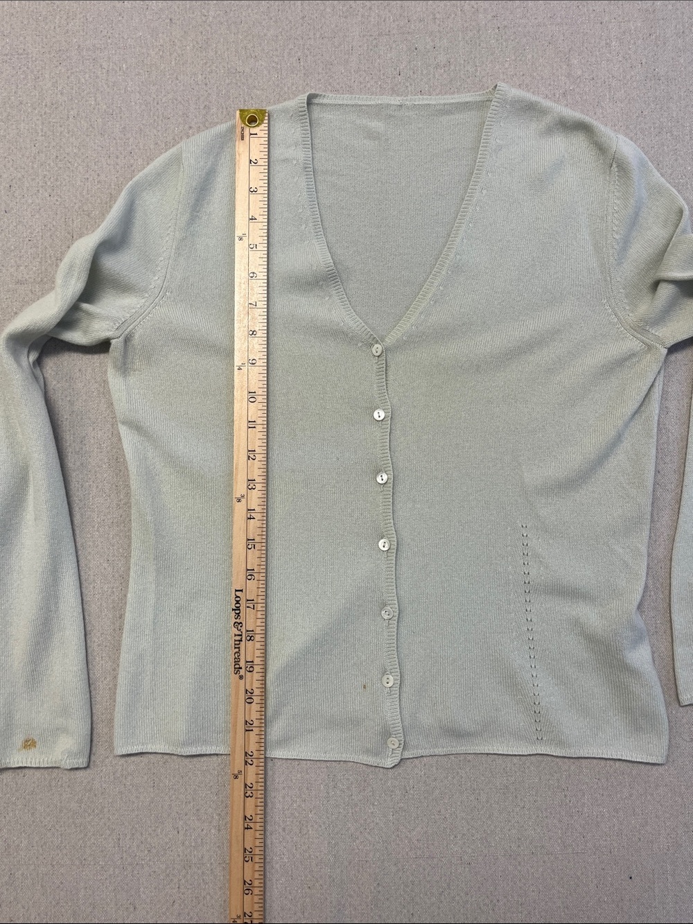 Italian 100% Cashmere Light Green Button Cardigan Sweater - Picture 8 of 14